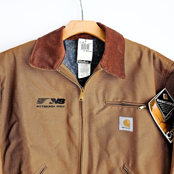Vtg Carhartt Detroit J01 Canvas Duck Jacket 48 Reg Blanket Lining Brown New NWT - Picture 2 of 12